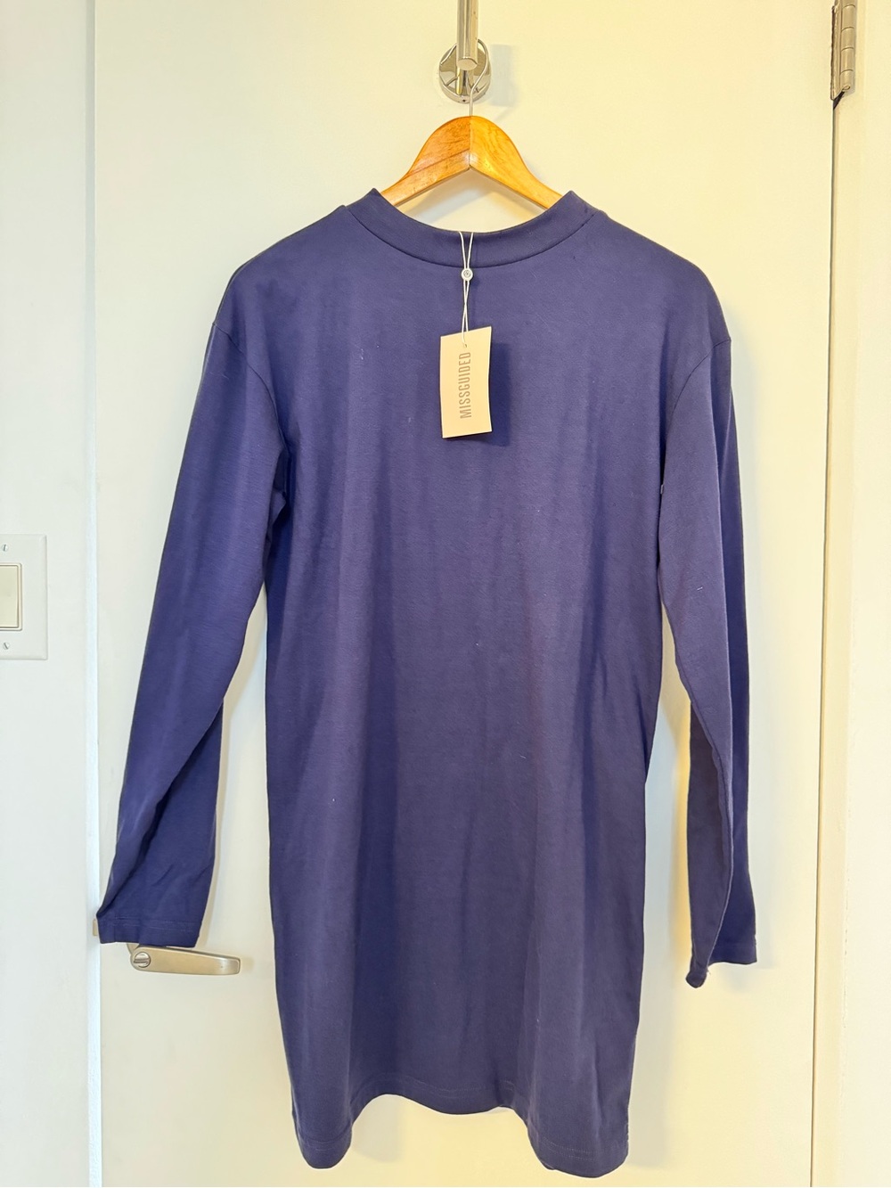 Missguided Long Sleeve Navy Dress